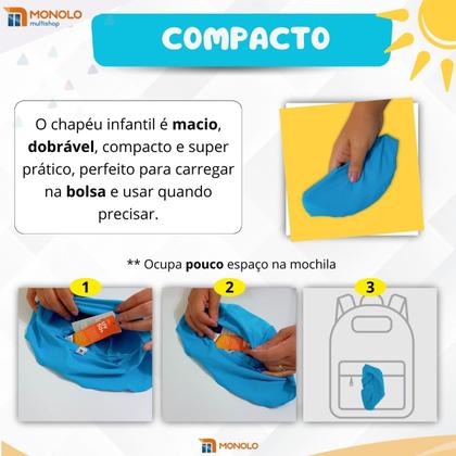 Imagem de Boné Bebê Proteção Solar UV 50+ UVA UVB Praia Piscina Menina e Menino