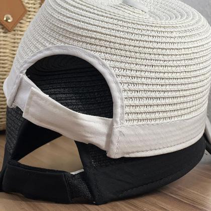 Imagem de Boné Chapéu De Praia Feminino Aba Curva Revestida Ajustável Fecho Velcr0 Palha Sintética