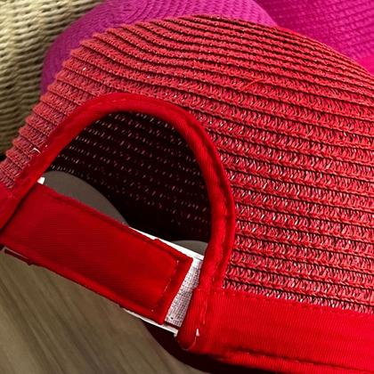 Imagem de Boné Chapéu De Praia Feminino Aba Curva Revestida Ajustável Fecho Velcr0 Palha Sintética