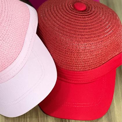 Imagem de Boné Chapéu De Praia Feminino Aba Curva Revestida Ajustável Fecho Velcr0 Palha Sintética