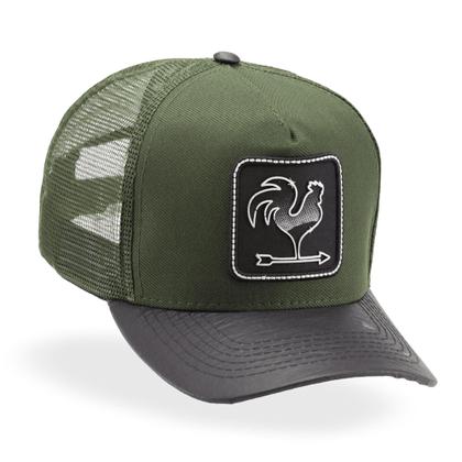 Imagem de Boné Country  Aba em Couro Sharecropper Verde Musgo Lançamento Modelo Trucker Telinha