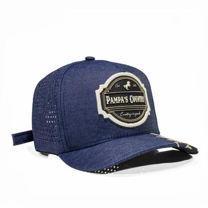 Imagem de Boné Country Furadinho Jeans Ajuste Fitão Pampa's Country Envio Imediato