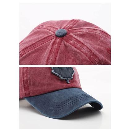 Imagem de Boné de beisebol unissex lavado em folha de ácer bordado, chapéu de sol