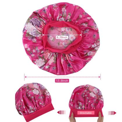 Imagem de Boné de cetim ROYBENS para dormir, pacote com 4 gorros grandes para mulheres