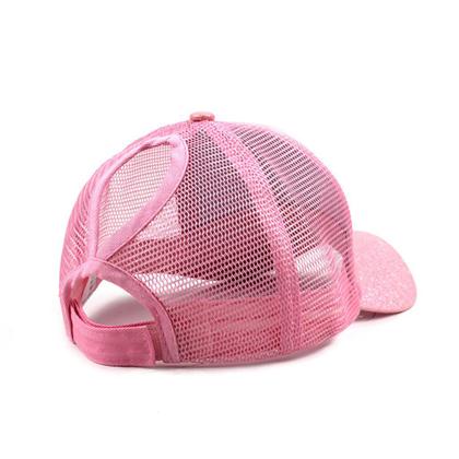 Imagem de Boné Feminino Brilho Glitter Com Saída Rabo De Cavalo E Tela Rosa