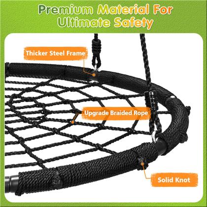 Imagem de Boné Hammock HeyZoo Spider Web Tree Swing 40" preto de 363 kg