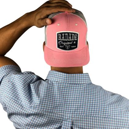 Imagem de Boné Radade country rosa com branco telinha modelo trucker rodeio caipira sertanejo vaquejada cavalgada dia a dia