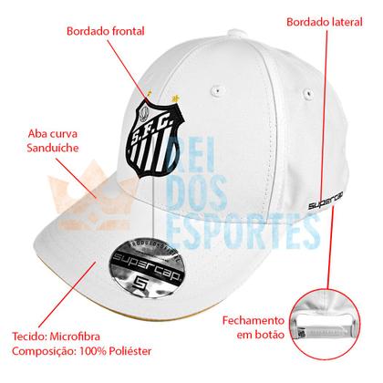 Imagem de Boné Santos Patch Aplicado Bordado Frontal Microfibra Supercap