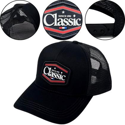 Imagem de Boné Trucker Classic Preto Com Telinha Original Unissex Luxo