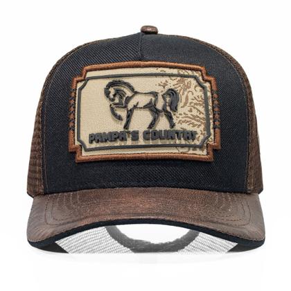 Imagem de Boné Trucker Telinha Ajustável Pampa's Country Detalhe Cavalo Bordado Lateral Envio Imediato