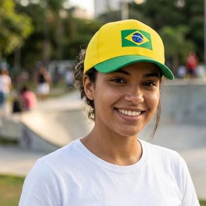 Imagem de Boné Unissex Bandeira Brasil Copa Verde Amarelo Verde/ Amare Verde/ Amarelo Lisa 52 Ao 60