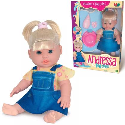 Imagem de Boneca Andressa Faz Xixi De Verdade + Mamadeira + Carrinho