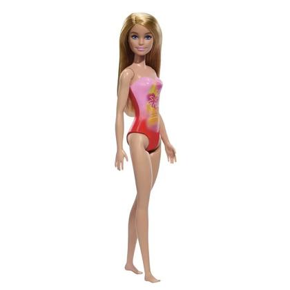 Imagem de Boneca Articulada Barbie Praia Fashion e Beauty Loira Com Maiô Rosa  HXX48