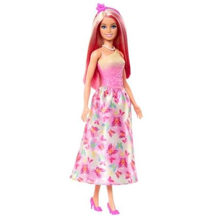 Imagem de Boneca Articulada Barbie Realeza Vestido dos Sonhos Rosa Com Saia Estampada Removível - Magia do Arco-Íris - Mattel