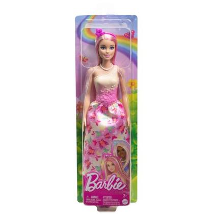 Imagem de Boneca Articulada Barbie Realeza Vestido dos Sonhos Rosa Com Saia Estampada Removível - Magia do Arco-Íris - Mattel