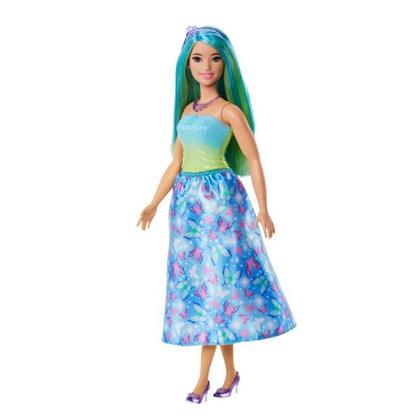 Imagem de Boneca Articulada Barbie Realeza Vestido dos Sonhos Verde Com Saia Estampada Removível - Magia do Arco-Íris - Mattel