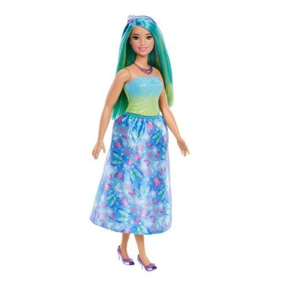 Imagem de Boneca Articulada Barbie Realeza Vestido dos Sonhos Verde Com Saia Estampada Removível - Magia do Arco-Íris - Mattel