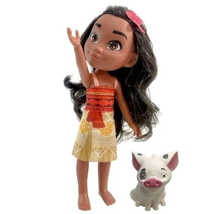 Imagem de Boneca Articulada De Vinil Moana 33Cm e Porquinho Puá  Disney Moana Um Mar de Aventuras  Princesas Disney  Cotiplas