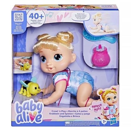 Imagem de Boneca Baby Alive Engatinha e Brinca Harper Hugs +40 Sons Loira F9709 - Hasbro