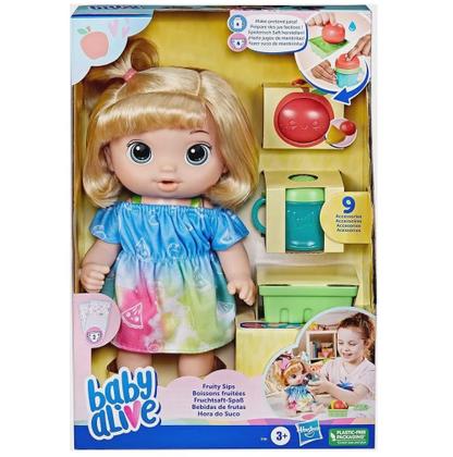 Imagem de Boneca Baby Alive Hora Do Suco 9 Acessórios Faz Xixi Loira