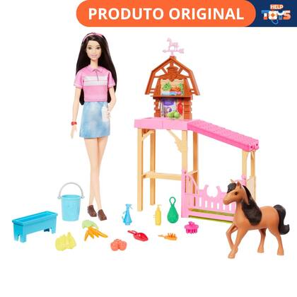 Imagem de Boneca barbie a grande perseguição a cavalos renee cuidado com cavalo - mattel hxj40