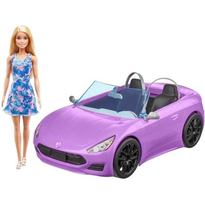 Imagem de Boneca Barbie Com Carro Conversível Roxo Mattel