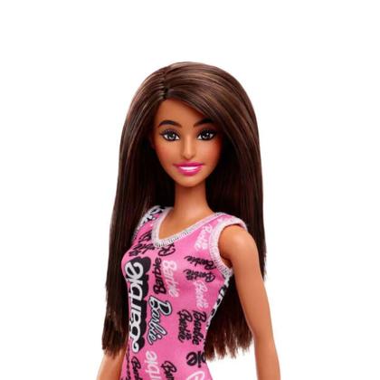 Imagem de Boneca Barbie Fashion Morena Com Vestido Rosa