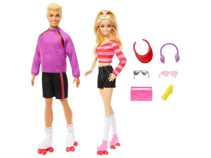 Imagem de Boneca Barbie Fashionista Conjunto Barbie e Ken - de Patins com Acessórios Mattel 2 Unidades