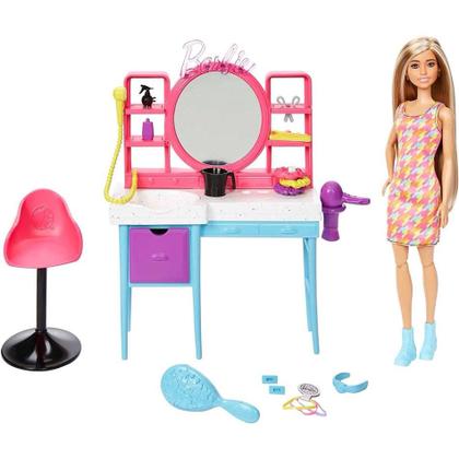 Imagem de Boneca Barbie Salão de Beleza Totally Hair Mattel HKV00