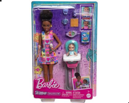 Imagem de Boneca barbie skipper com bebe e vestido arco-iris infantil