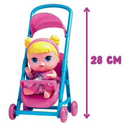 Imagem de Boneca Bebê Baby Collection Com Carrinho Passeio Super Toys 338 Fofura E Diversão Garantida