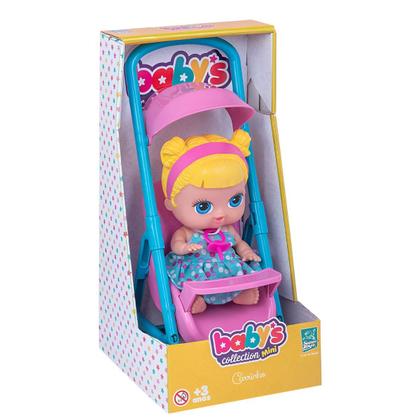 Imagem de Boneca Bebê Baby Collection Com Carrinho Passeio Super Toys 338 Fofura E Diversão Garantida