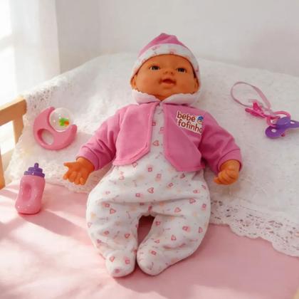 Imagem de Boneca Bebe Fofucha Amor De Mãe Com Expressão Facial Sons Dorme