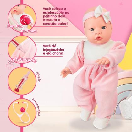 Boneca Bebê Jensen Check-me Chora Tosse e Espirra Sortida - Roma