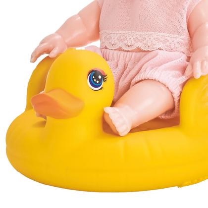 Imagem de Boneca Bebê My Fun Hora Do Banho Em Vinil Com Boia Infantil E Acessório Surpresa