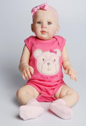 Imagem de Boneca Bebê Reborn Abigail sorrindo 48cm Corpo de Silicone