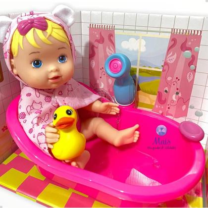 Imagem de Boneca Bebê Reborn Banho Ducha C/ Água Brinquedo Meninas