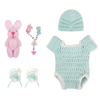 Imagem de Boneca Bebê Reborn Brastoy Realista Silicone 20cm Conjunto de Roupa Mamadeira e Pelúcia Pode Dar Banho Roupa