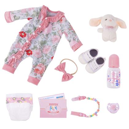 Imagem de Boneca Bebê Reborn Brastoy Realista Silicone 48cm Conjunto de Roupa Chupeta Mamadeira e Pelúcia Pode Dar Banho Roupa