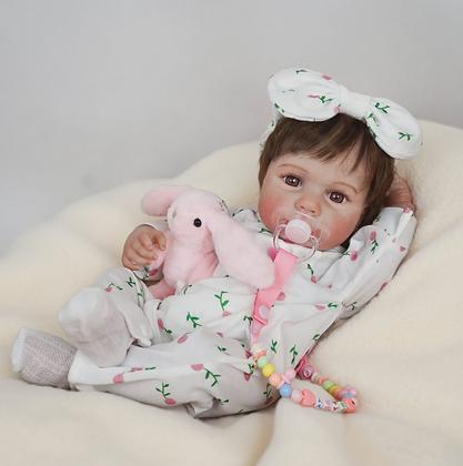 Imagem de Boneca Bebê Reborn Brastoy Silicone Realista 48cm Kit Acessórios Conjunto Roupa Mamadeira Chupeta Pelúcia Fralda Certidão