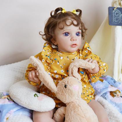 Imagem de Boneca Bebê Reborn Brastoy Silicone Realista 55cm Conjunto de Roupa Mamadeira Chupeta Pelucia Fralda Certidão