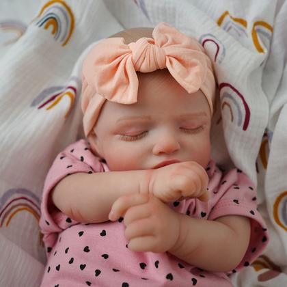 Imagem de Boneca Bebê Reborn Corpo de Tecido Realista 48cm Original Kit Acessórios Conjunto Roupa Mamadeira Chupeta