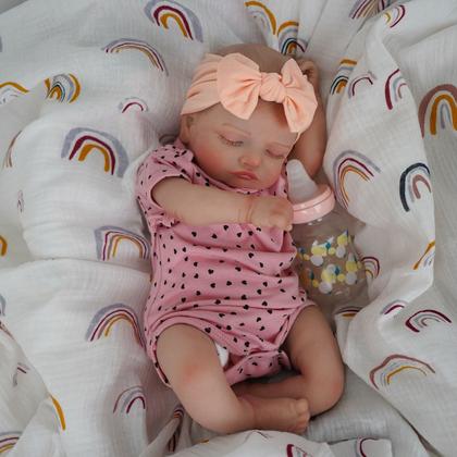 Imagem de Boneca Bebê Reborn Corpo de Tecido Realista 48cm Original Kit Acessórios Conjunto Roupa Mamadeira Chupeta