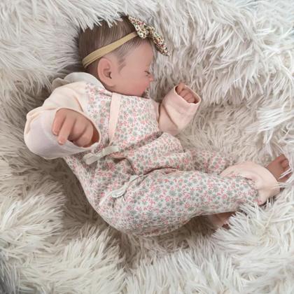 Imagem de Boneca Bebê Reborn Corpo de Tecido Realista 50cm Original Kit Acessórios Conjunto Roupa Mamadeira Chupeta