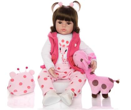 Imagem de Boneca Bebê Reborn Girafinha Luxo Nova Realista de Silicone Pode Dar Banho Envio Imediato