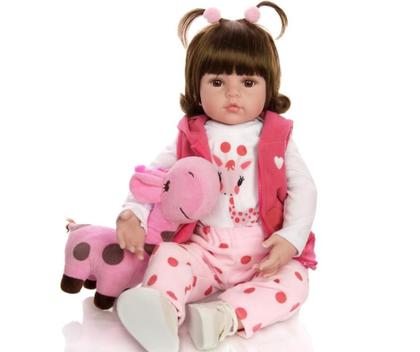 Imagem de Boneca Bebê Reborn Girafinha Luxo Nova Realista de Silicone Pode Dar Banho Envio Imediato