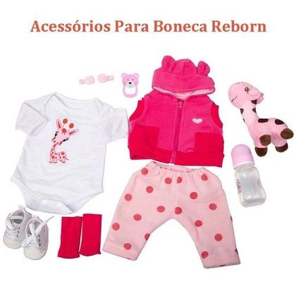 Imagem de Boneca Bebê Reborn Girafinha Menina Silicone 48cm Olhos Cast