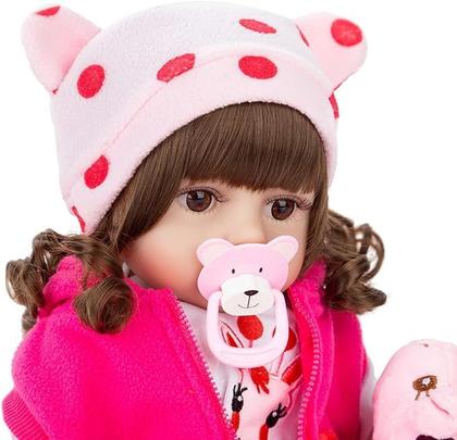 Imagem de Boneca Bebê Reborn Girafinha Realista Brastoy Silicone Conjunto de Roupa Chupeta Mamadeira e Pelúcia