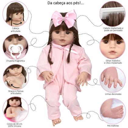 Imagem de Boneca Bebe Reborn Laura Com Chupeta 13 Itens