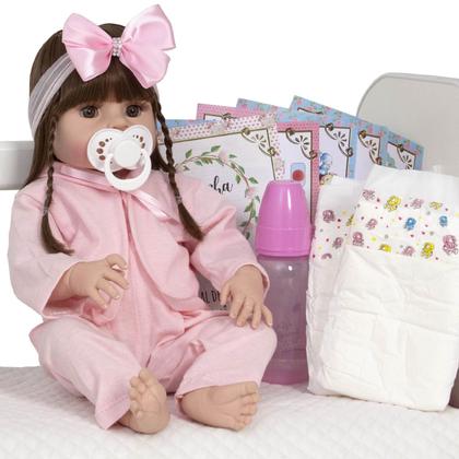 Imagem de Boneca Bebe Reborn Laura Com Chupeta 13 Itens